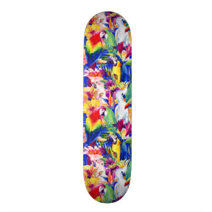 Aquarell-Papageien Skateboard