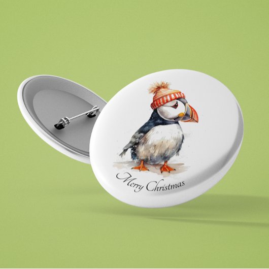 Aquarell-Papageientaucher-Weihnachts-Winter-Access Button