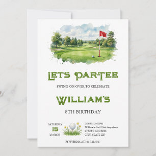 Aquarell Par-Tee Golfplatz Geburtstag Einladung