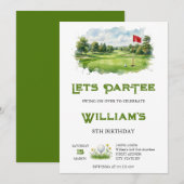 Aquarell Par-Tee Golfplatz Geburtstag Einladung (Vorne/Hinten)