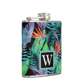 Aquarell-Paradiesvogel | addieren Ihre Initiale Flachmann (Rechts)