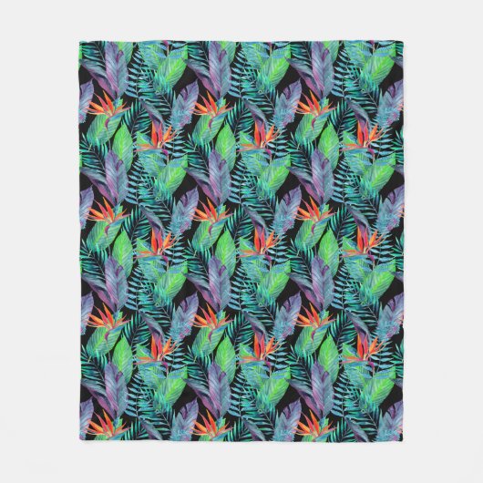 Aquarell-Paradiesvogel Fleecedecke (Vorderseite)