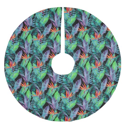 Aquarell-Paradiesvogel Polyester Weihnachtsbaumdecke (Vorderseite)