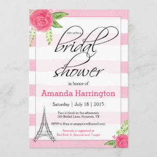 Aquarell Paris Bridal Dusche Einladung - Rosa