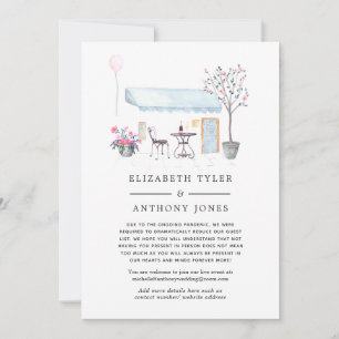 Aquarell Paris Café Reduzierte Hochzeitsgästeliste Ankündigung