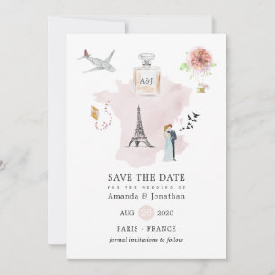 Aquarell Paris Thema Hochzeitsmonogramm Save The Date
