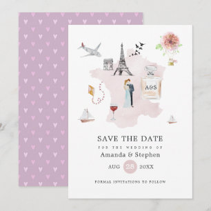 Aquarell Paris Zielort Hochzeit Monogramm Save The Date