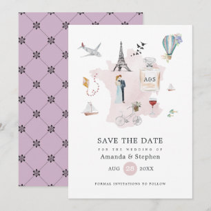 Aquarell Paris Zielort Hochzeitsmonogramm Save The Date