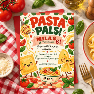 Aquarell-Pasta-Geburtstag-Kawaii-Kinder-Italienisc Einladung