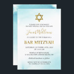 Aquarell Pastel Blue Gold Bar Mitzvah Einladung<br><div class="desc">Aquarell Pastel Blue Gold Bar Mitzvah Einladung</div>