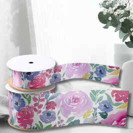 Aquarell Pastel Florals Satinband