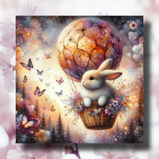 Aquarell Pastel Ostereier Bunny Ballon Feiertagskarte