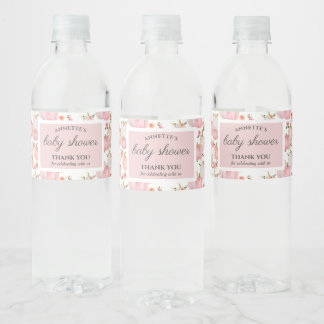 Aquarell Pastel Pink Pumpkin Rose Kinderdusche Wasserflaschenetikett