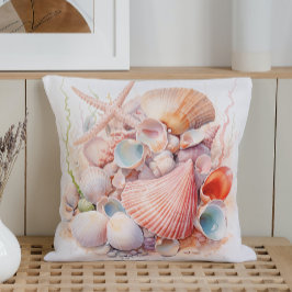 Aquarell Pastel Seashells Kissen
