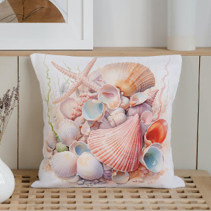 Aquarell Pastel Seashells Kissen
