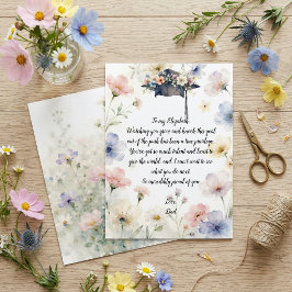 Aquarell Pastell Blumen Abschlussmütze Gedichtkart