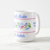 Aquarell Pastell Blumen BE KIND Kaffeetasse (VorderseiteRechts)