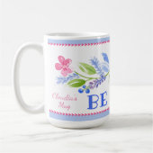 Aquarell Pastell Blumen BE KIND Name Kaffeetasse (Links)