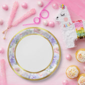 Aquarell-Pastell-Blumen-Goldrand-Papierteller Pappteller (Party)