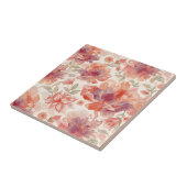 Aquarell-Pastell-Blumen Hellorange Fliese (Seite)