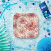 Aquarell-Pastell-Blumen Hellorange Pappteller (Party)
