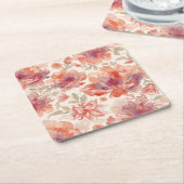 Aquarell-Pastell-Blumen Hellorange Rechteckiger Pappuntersetzer (angewinkelt)