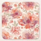 Aquarell-Pastell-Blumen Hellorange Rechteckiger Pappuntersetzer (Vorderseite)