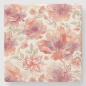 Aquarell Pastell Blumen Hellorange Steinuntersetzer (Vorderseite)
