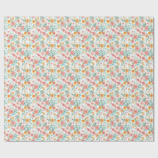 Aquarell Pastell Blumenmuster Geschenkpapier (Flach)