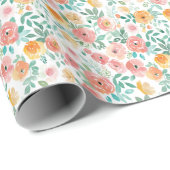 Aquarell Pastell Blumenmuster Geschenkpapier (Rolleneckpunkt)