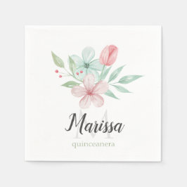 Aquarell Pastell Floral Quinceanera Geburtstag Serviette
