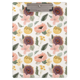 Aquarell Pastell Florales Nahtloses Muster Sanft Klemmbrett