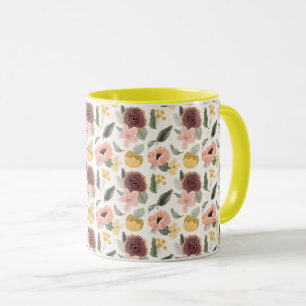 Aquarell Pastell Florales Nahtloses Muster Sanft Tasse