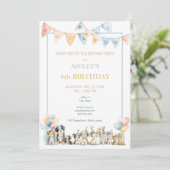 Aquarell-Pastell-Hunde-Welpen-Geburtstagseinladung Einladung (Stehend Vorderseite)