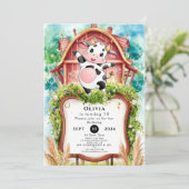 Aquarell Pastell Kuh Geburtstag Einladung (Stehend Vorderseite)