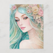 Aquarell Pastell Mermaid Postkarte (Vorderseite)