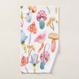 Aquarell-Pastell-Pilze Badhandtuch Set