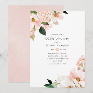 Aquarell Pastell Rosa Blumen Baby Shower Einladung