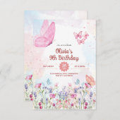 Aquarell-Pastell-Schmetterling-Einladung (8,9 cm x Einladung (Vorne/Hinten)