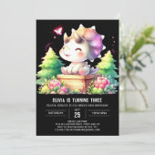 Aquarell Pastell Triceratops Geburtstag Einladung (Stehend Vorderseite)