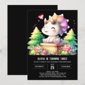 Aquarell Pastell Triceratops Geburtstag Einladung (Vorne/Hinten)