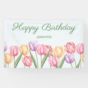 Aquarell Pastell Tulpen Blumen Alles Gute zum Gebu Banner