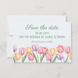 Aquarell Pastell Tulpen Blumen Frühlingshochzeit Save The Date
