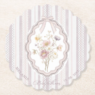 Aquarell-Pastell-Wildblumen-Schleife-Spitze-Baby-S Untersetzer
