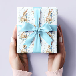 Aquarell Pastellblau Osterhase Geschenkpapier
