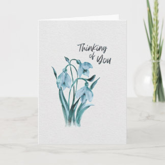 Aquarell Pastellblaue Schneeglöckchen In Gedanken Karte