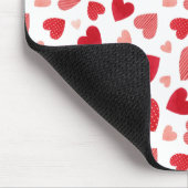 Aquarell-Patchwork-Rot-Herzen-Muster Mousepad (Ecke)