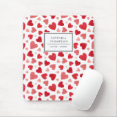 Aquarell-Patchwork-Rot-Herzen-Muster Mousepad (Mit Mouse)