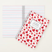 Aquarell-Patchwork-Rot-Herzen-Muster Notizblock (Innen)