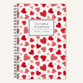 Aquarell-Patchwork-Rot-Herzen-Muster Notizblock (Vorderseite)
